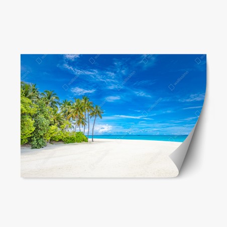 Repositionable sticker tropical beach with palm trees • Wallissimo®
