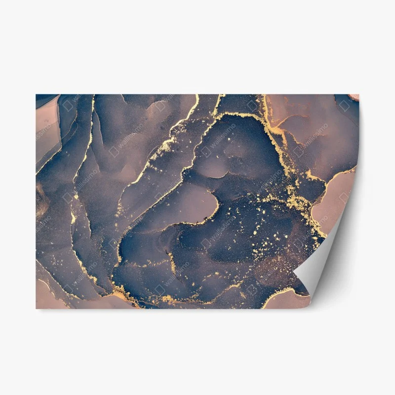 Repositionable sticker navy and gold marble abstract