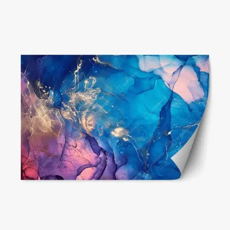 Repositionable sticker ocean blue marble alcohol ink abstract • Wallissimo®