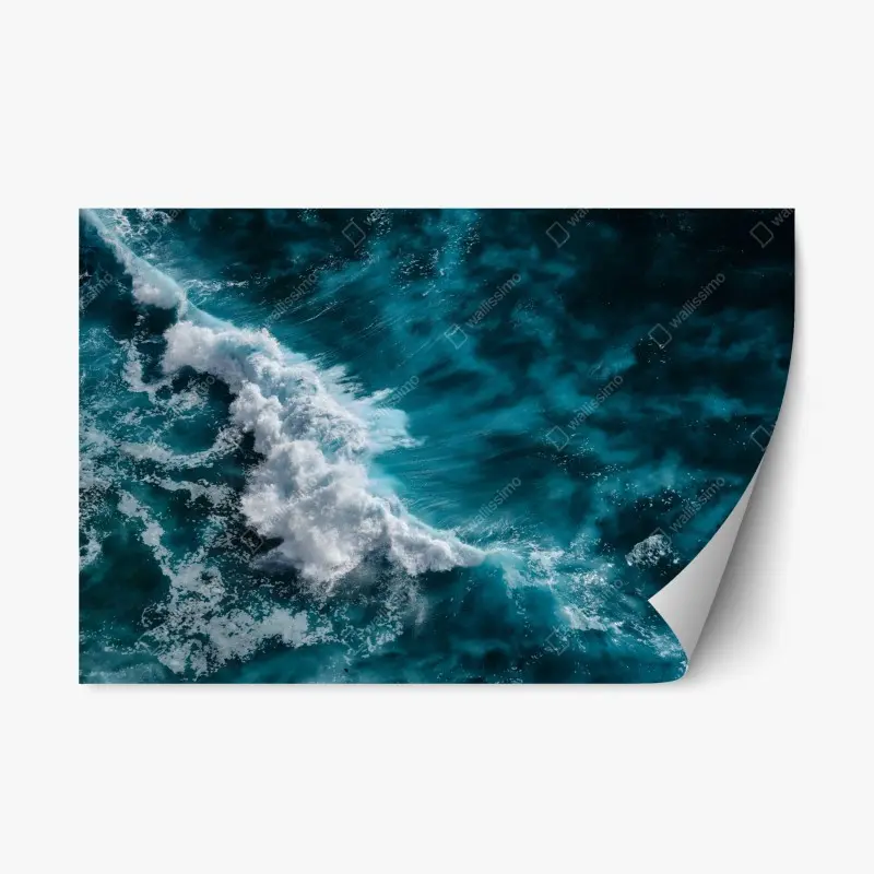 Repositionable sticker aerial turquoise ocean waves in Bali