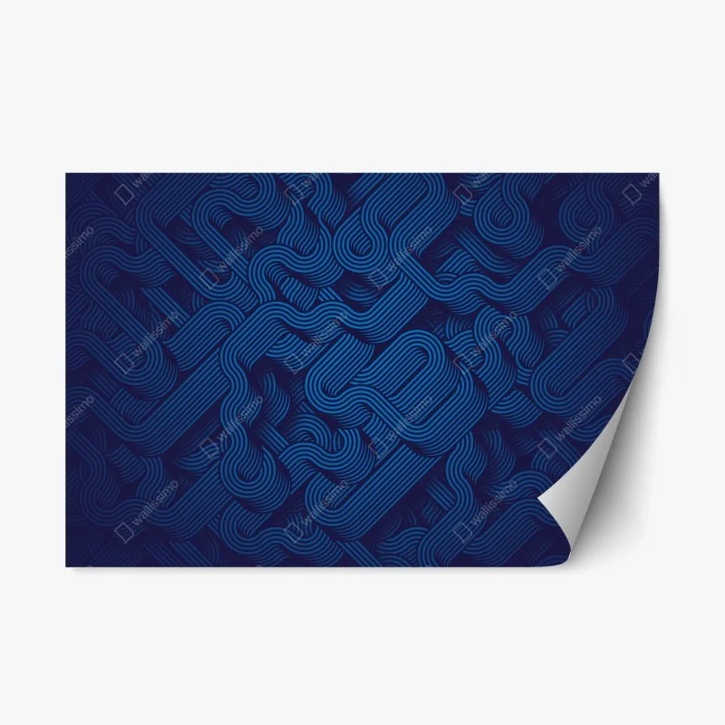 Repositionable sticker deep blue abstract line pattern