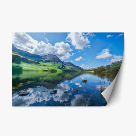 Repositionable sticker tranquil mountain reflections at Lake District • Wallissimo®