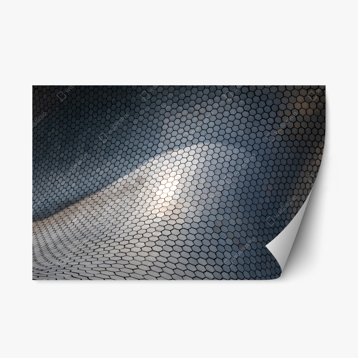 Repositionable sticker metallic hexagon geometric facade • Wallissimo®