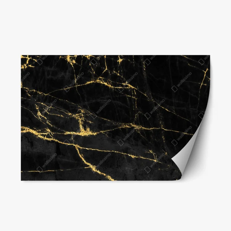 Repositionable sticker luxury black marble with gold veins