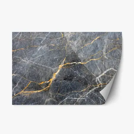Repositionable sticker dark gray marble with gold veins • Wallissimo®