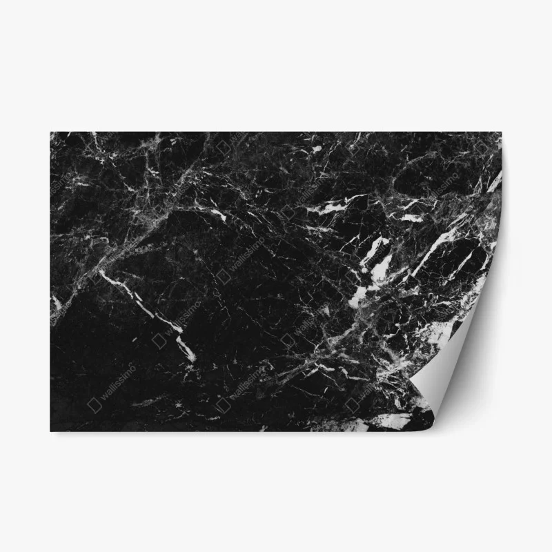 Repositionable sticker black marble texture with white veins