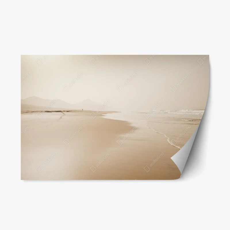 Repositionable sticker serene sepia beachscape