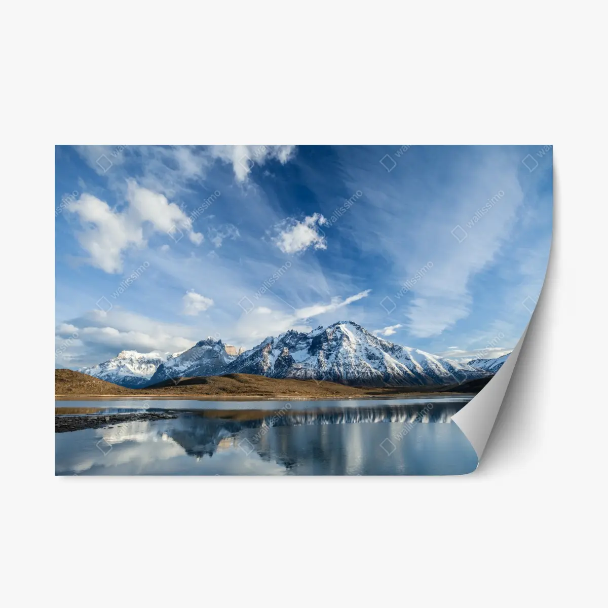 Repositionable sticker mountain reflections on a still lake • Wallissimo® Repositionable sticker mountain reflections on a still lake • Wallissimo®