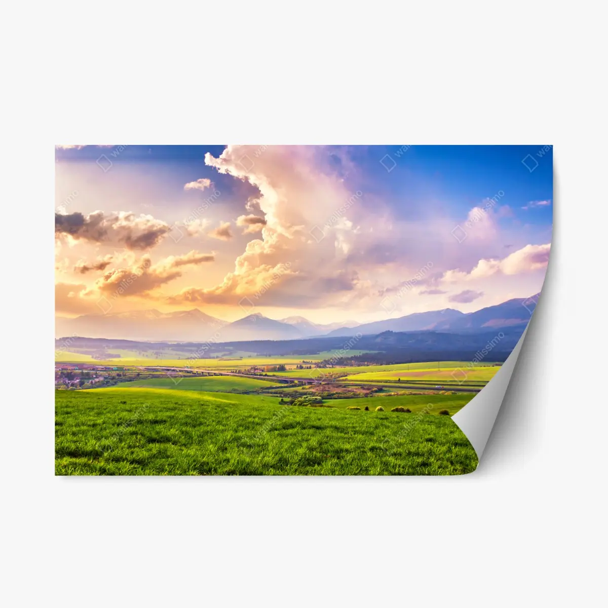 Repositionable sticker spring mountain valley panorama, Tatras Slovakia • Wallissimo® Repositionable sticker spring mountain valley panorama, Tatras Slovakia • Wallissimo®