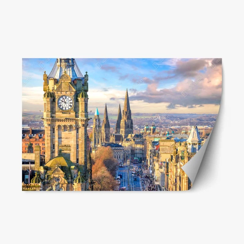Repositionable sticker Edinburgh skyline with castle and clock tower