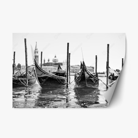 Repositionable sticker moored gondolas in Venice • Wallissimo®