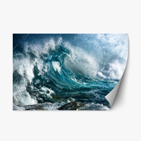 Repositionable sticker turquoise ocean wave in motion • Wallissimo®