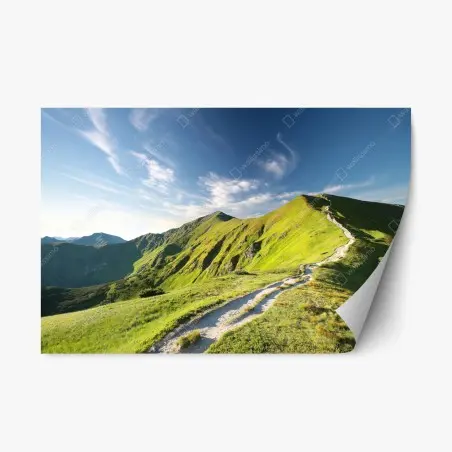 Repositionable sticker sunlit mountain ridge trail • Wallissimo®