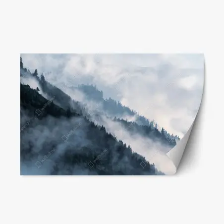 Repositionable sticker mist-covered mountain ridges • Wallissimo®