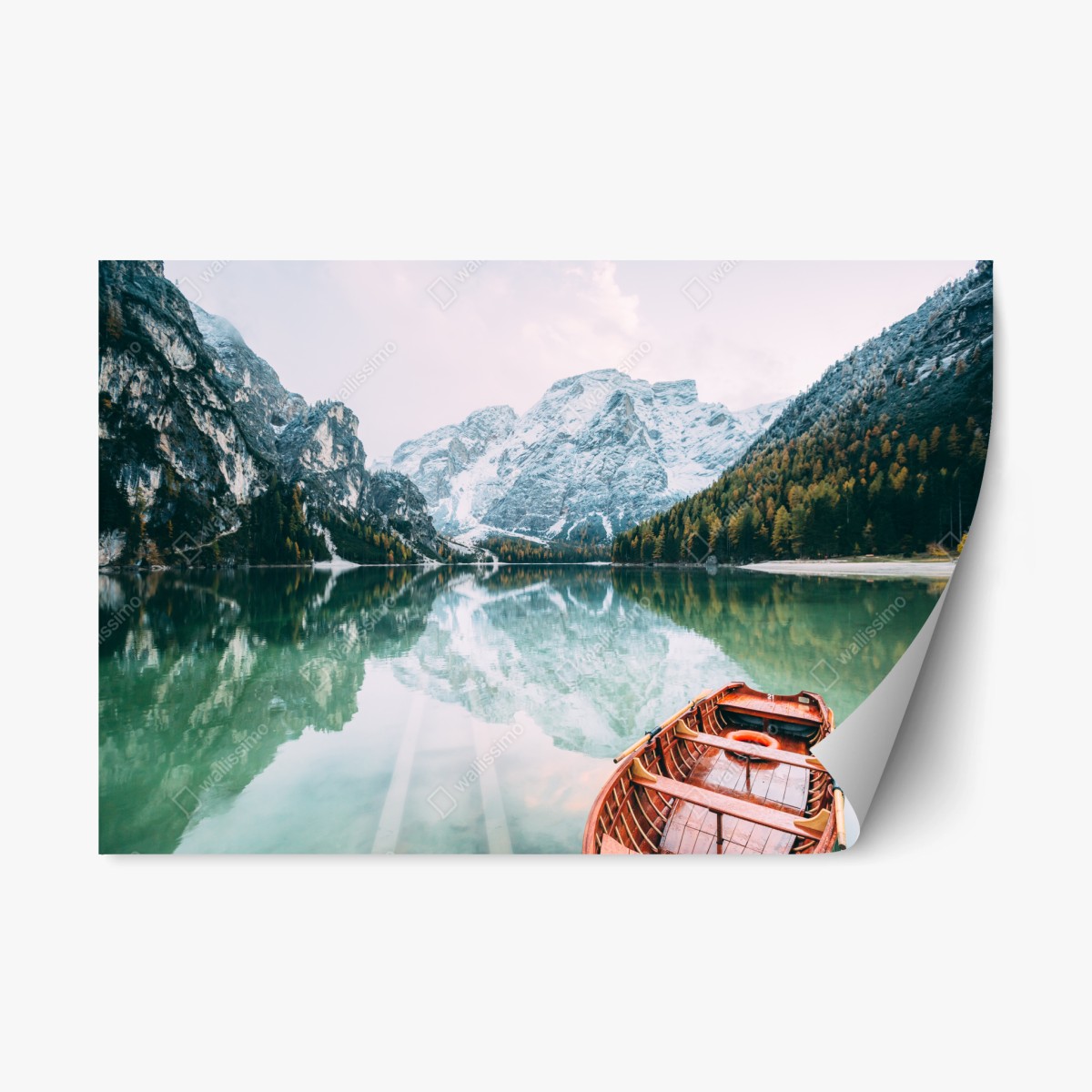 Repositionable sticker tranquil reflections at Pragser Wildsee • Wallissimo® Repositionable sticker tranquil reflections at Pragser Wildsee • Wallissimo®