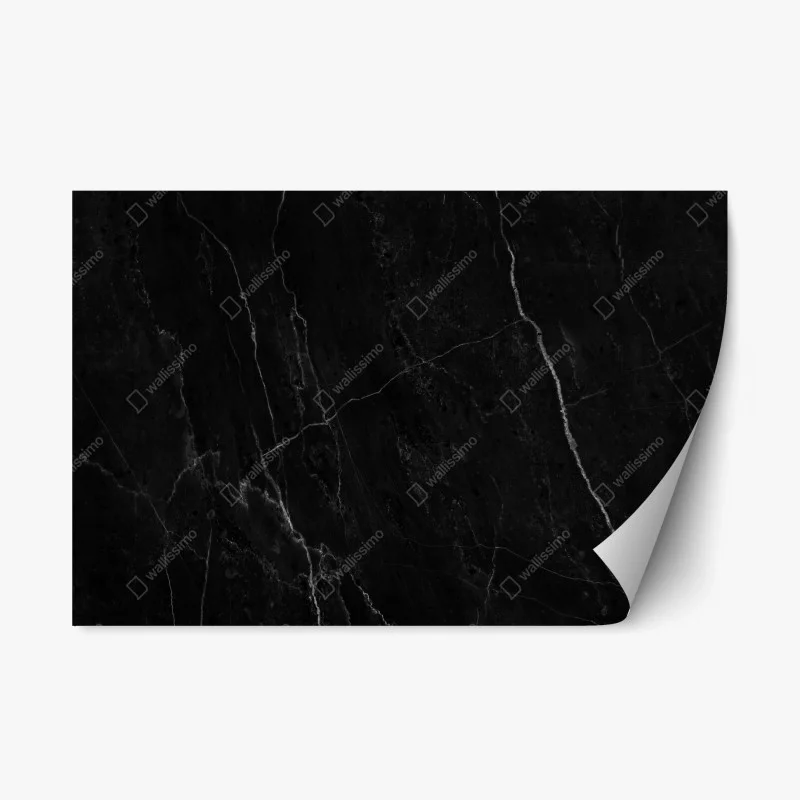 Repositionable sticker black marble with white veins