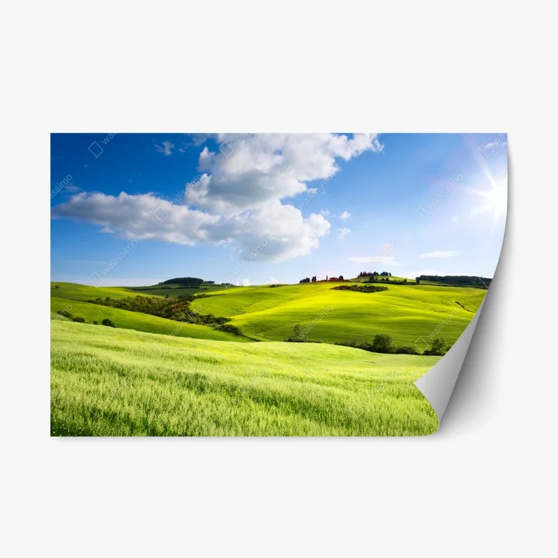 Repositionable sticker Tuscany rolling hills at sunset