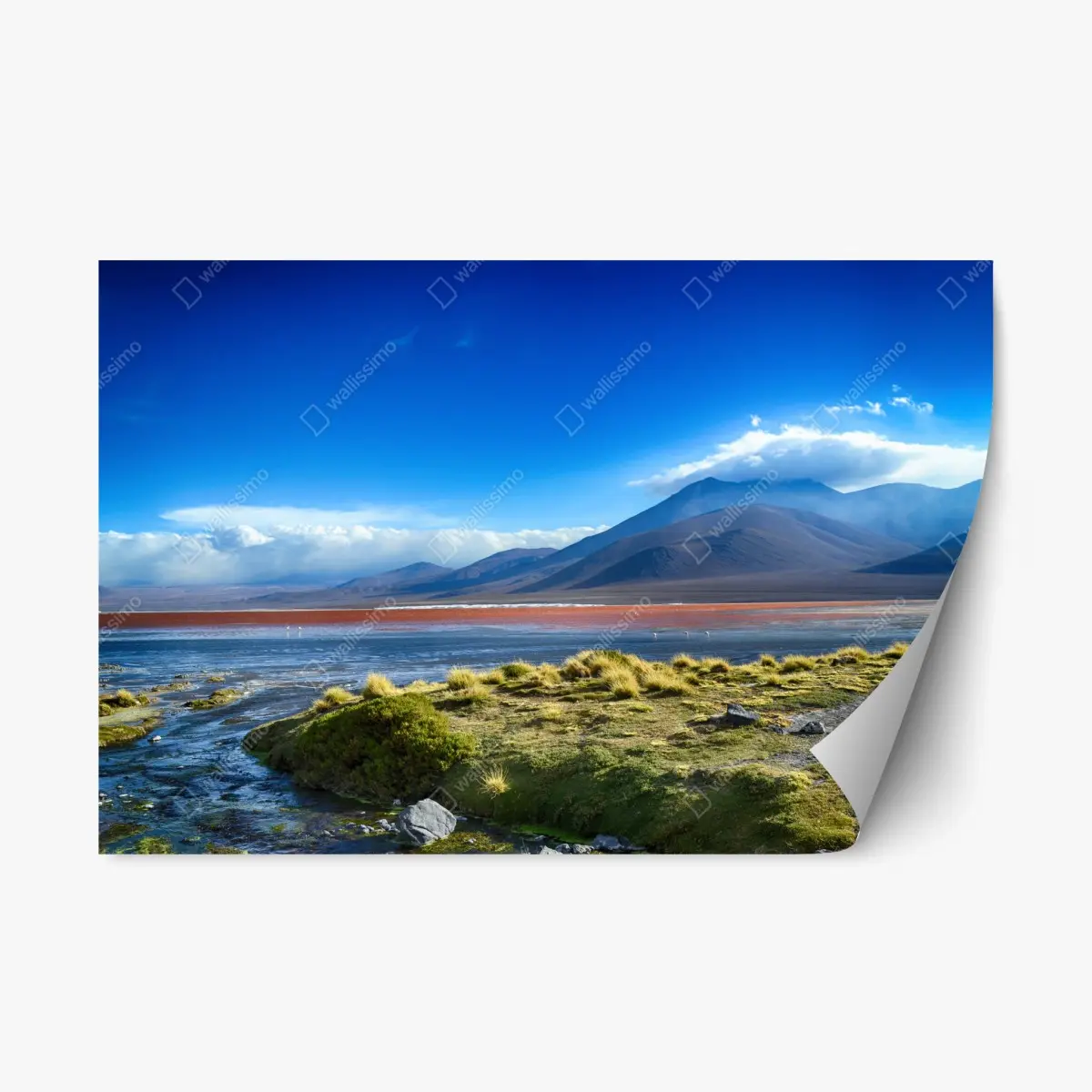 Repositionable sticker serene mountain lagoon landscape • Wallissimo® Repositionable sticker serene mountain lagoon landscape • Wallissimo®