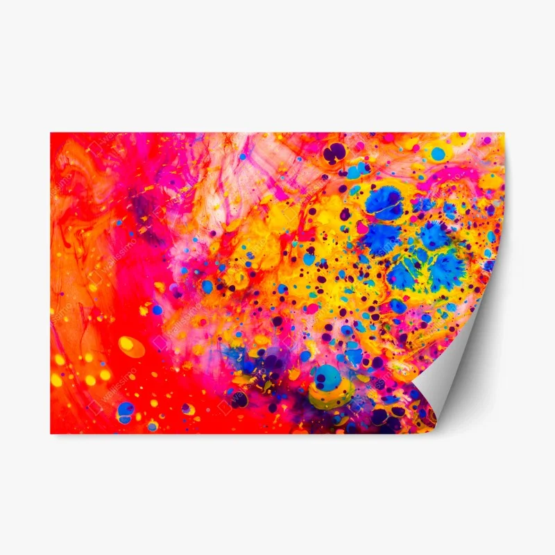 Repositionable sticker Ottoman marbling abstract in vibrant colors