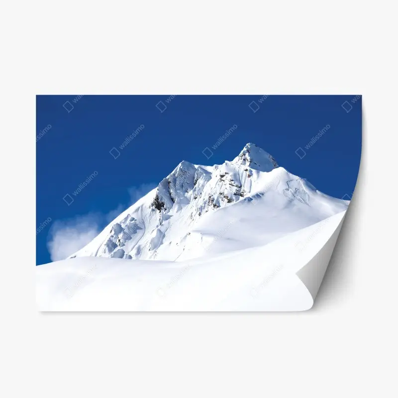 Repositionable sticker snow-covered alpine peak under deep blue sky