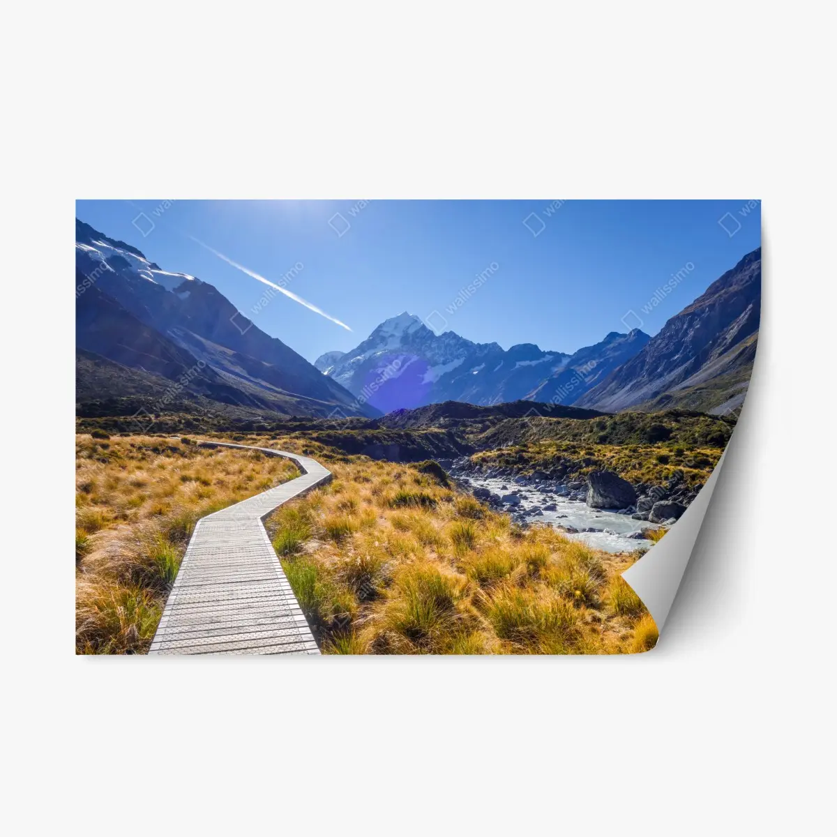 Repositionable sticker Hooker Valley boardwalk to Aoraki Mount Cook • Wallissimo® Repositionable sticker Hooker Valley boardwalk to Aoraki Mount Cook • Wallissimo®