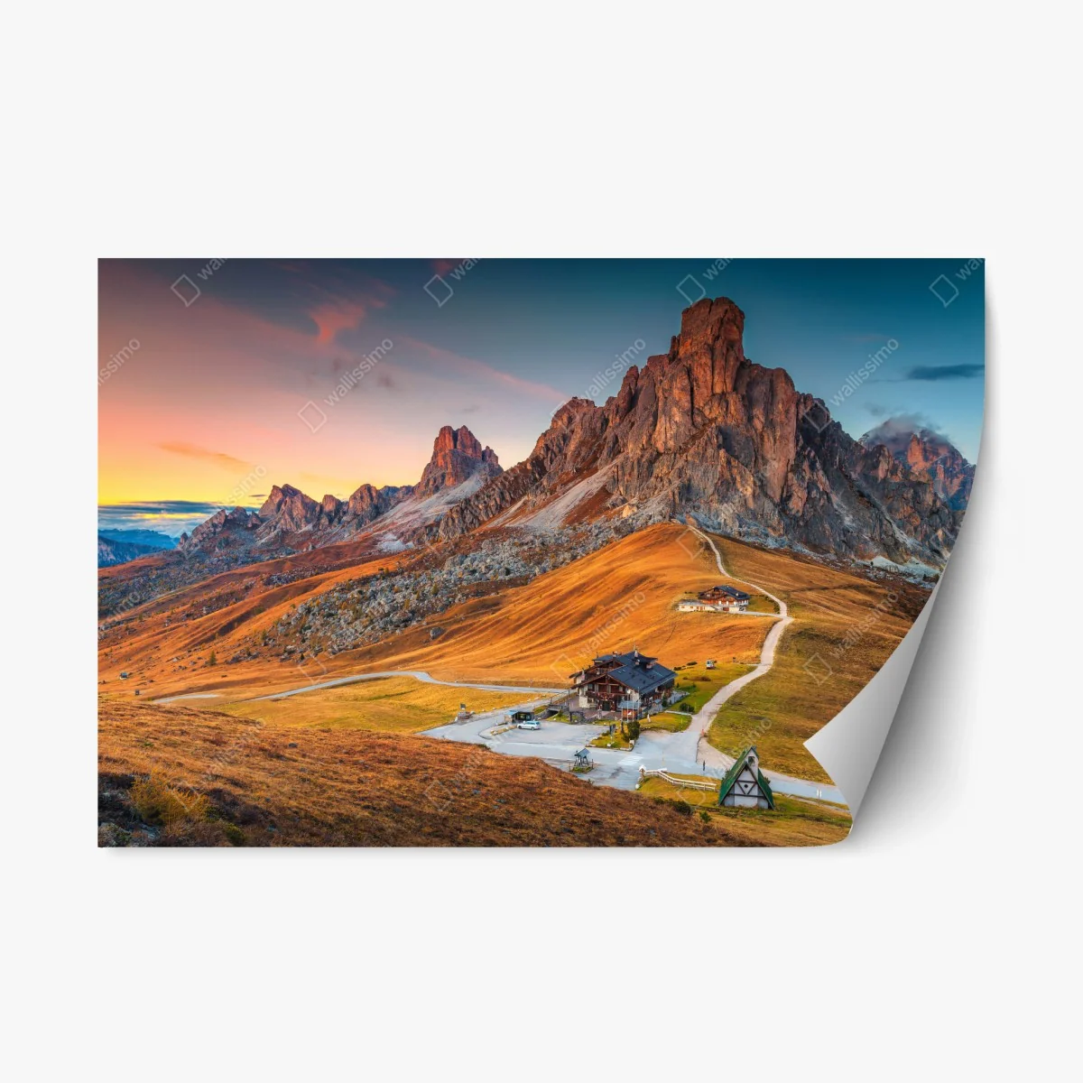 Repositionable sticker sunset over Passo Giau, Dolomites ⁕ Wallissimo® Repositionable sticker sunset over Passo Giau, Dolomites ⁕ Wallissimo®