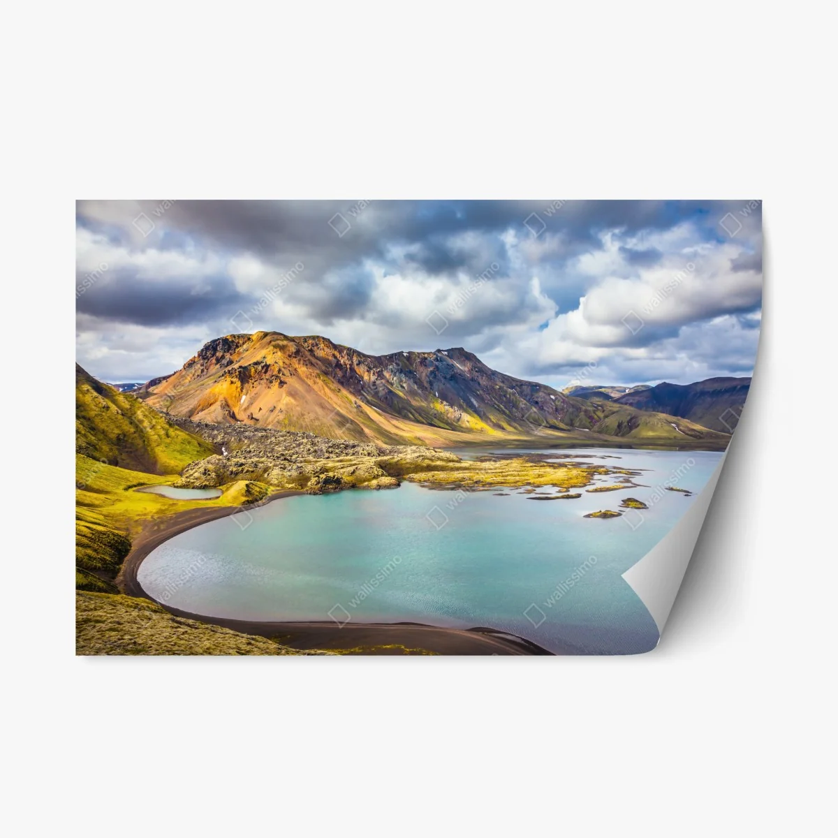 Repositionable sticker summer lake in Iceland • Wallissimo® Repositionable sticker summer lake in Iceland • Wallissimo®