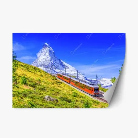 Repositionable sticker Gornergrat train beneath Matterhorn • Wallissimo®