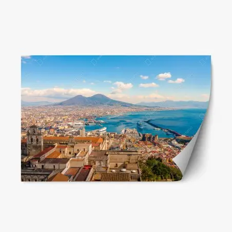 Repositionable sticker Naples bay panorama with Mount Vesuvius • Wallissimo®