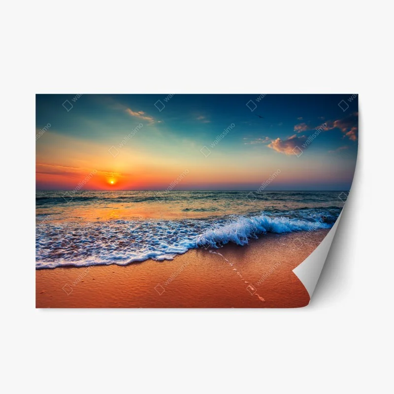 Repositionable sticker golden sunrise over the tranquil sea