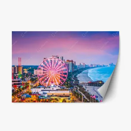 Repositionable sticker Myrtle Beach sunset skyline with ferris wheel • Wallissimo®