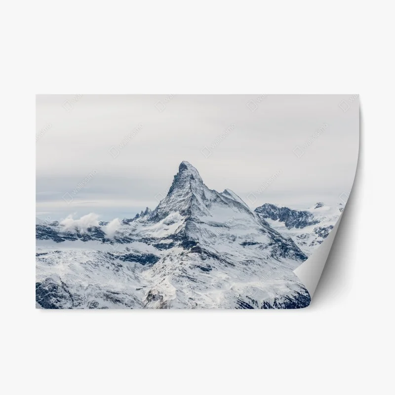 Repositionable sticker majestic snow-capped mountain peak