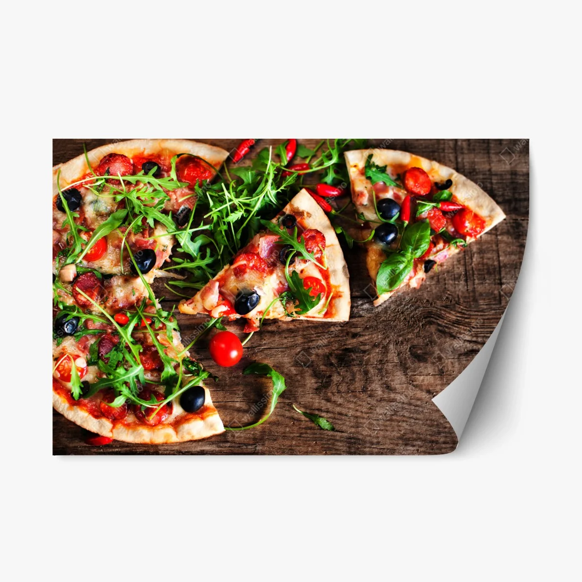 Repositionable sticker hot pepperoni pizza close-up • Wallissimo® Repositionable sticker hot pepperoni pizza close-up • Wallissimo®