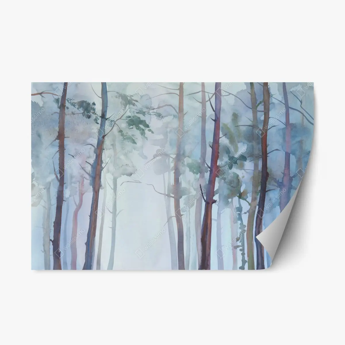 Repositionable sticker misty watercolor forest landscape • Wallissimo® Repositionable sticker misty watercolor forest landscape • Wallissimo®