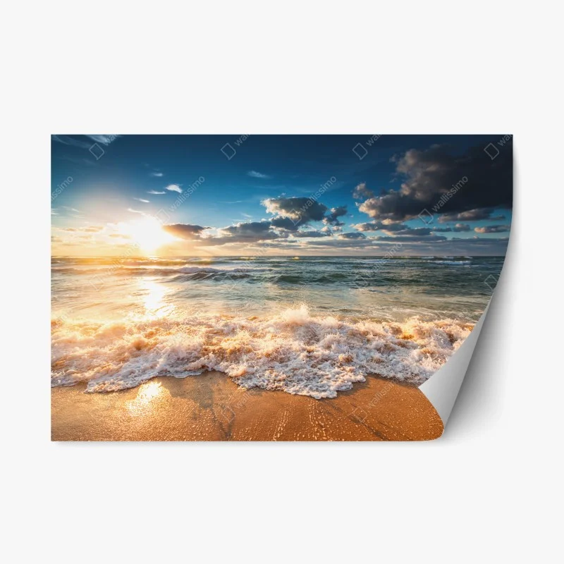 Repositionable sticker golden sunrise over the sea