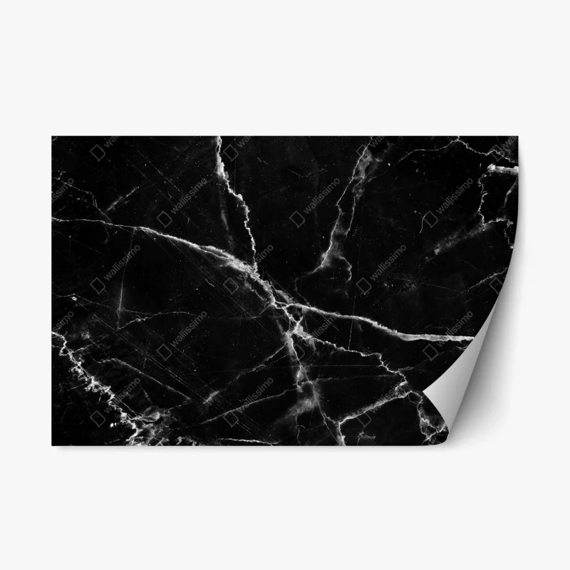 Repositionable sticker black marble veined texture
