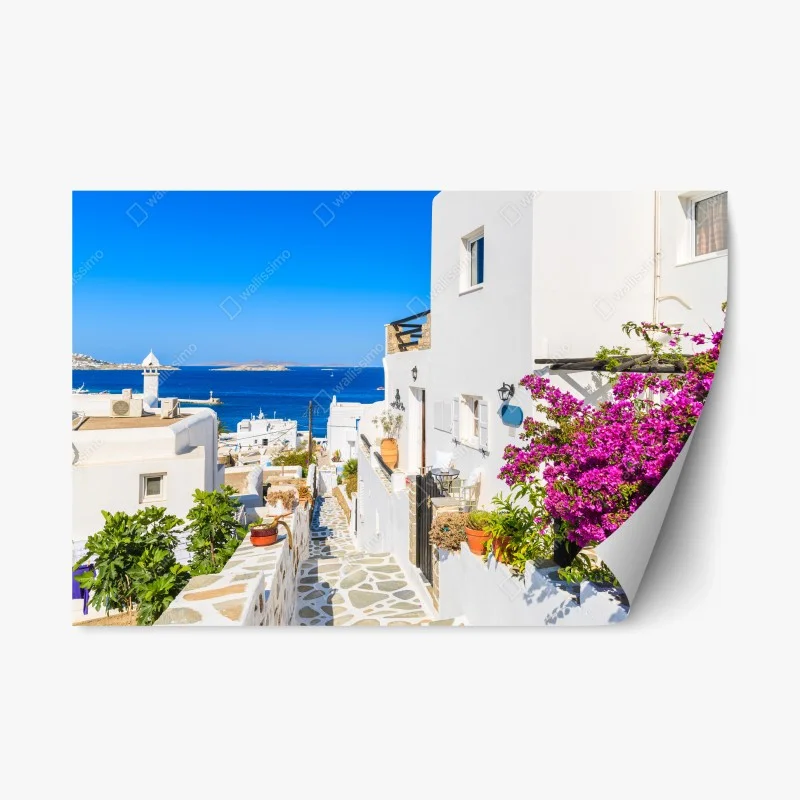 Repositionable sticker sunlit lane in Mykonos