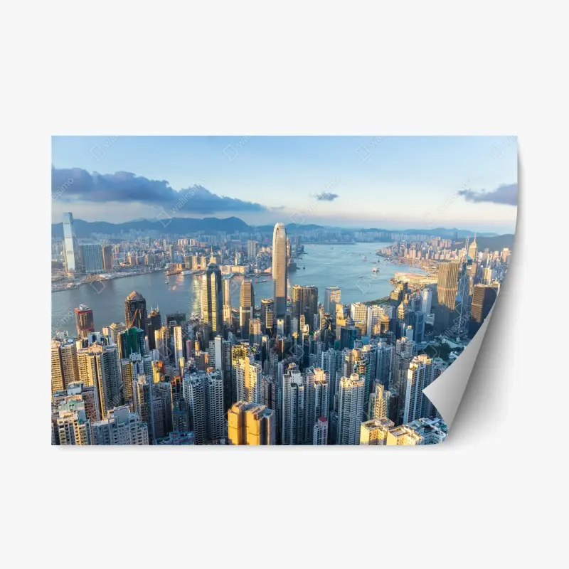 Repositionable sticker Hong Kong skyline at sunset