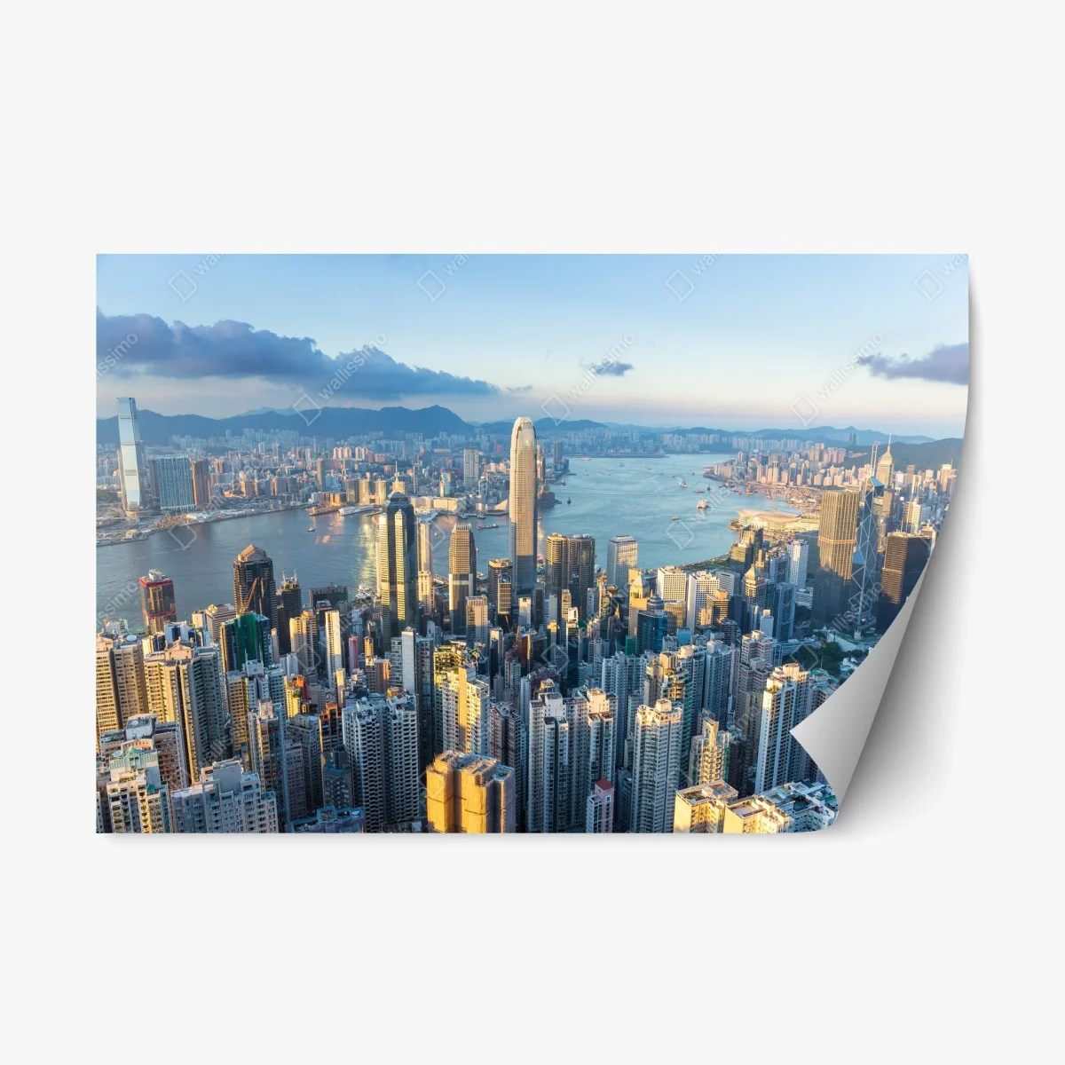 Repositionable sticker Hong Kong skyline at sunset • Wallissimo® Repositionable sticker Hong Kong skyline at sunset • Wallissimo®