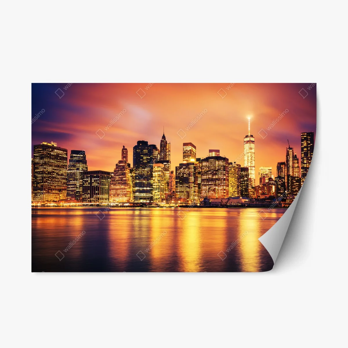 Repositionable sticker New York skyline at sunset ⁕ Wallissimo® Repositionable sticker New York skyline at sunset ⁕ Wallissimo®