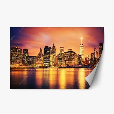 Repositionable sticker New York skyline at sunset • Wallissimo®