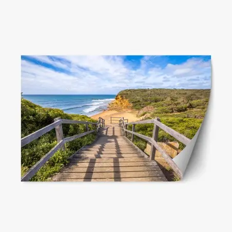 Repositionable sticker walkway to Bells Beach panoramic view • Wallissimo®