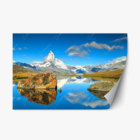 Repositionable sticker Matterhorn reflection over alpine lake • Wallissimo®