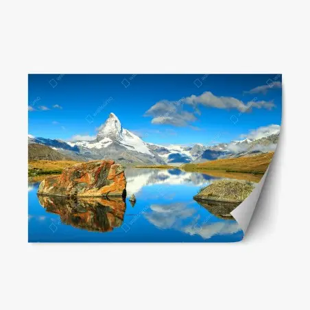 Repositionable sticker Matterhorn reflection over alpine lake • Wallissimo®