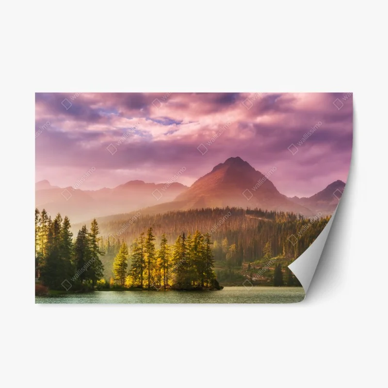 Repositionable sticker sunset over Štrbské Pleso