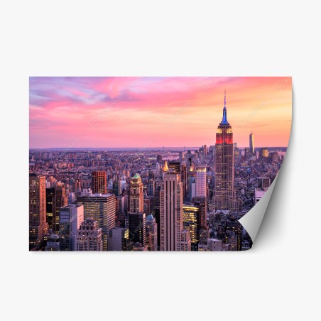Repositionable sticker New York skyline at sunset • Wallissimo®