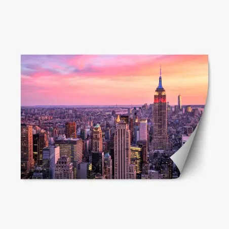 Repositionable sticker New York skyline at sunset • Wallissimo®