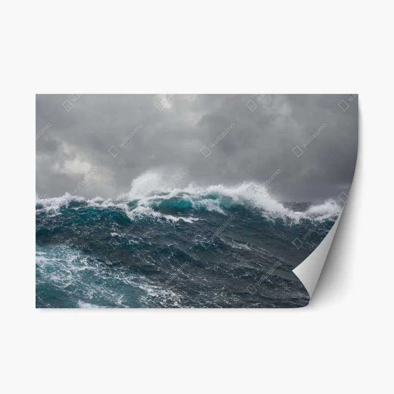 Repositionable sticker stormy sea with crashing waves