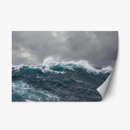 Repositionable sticker stormy sea with crashing waves • Wallissimo®