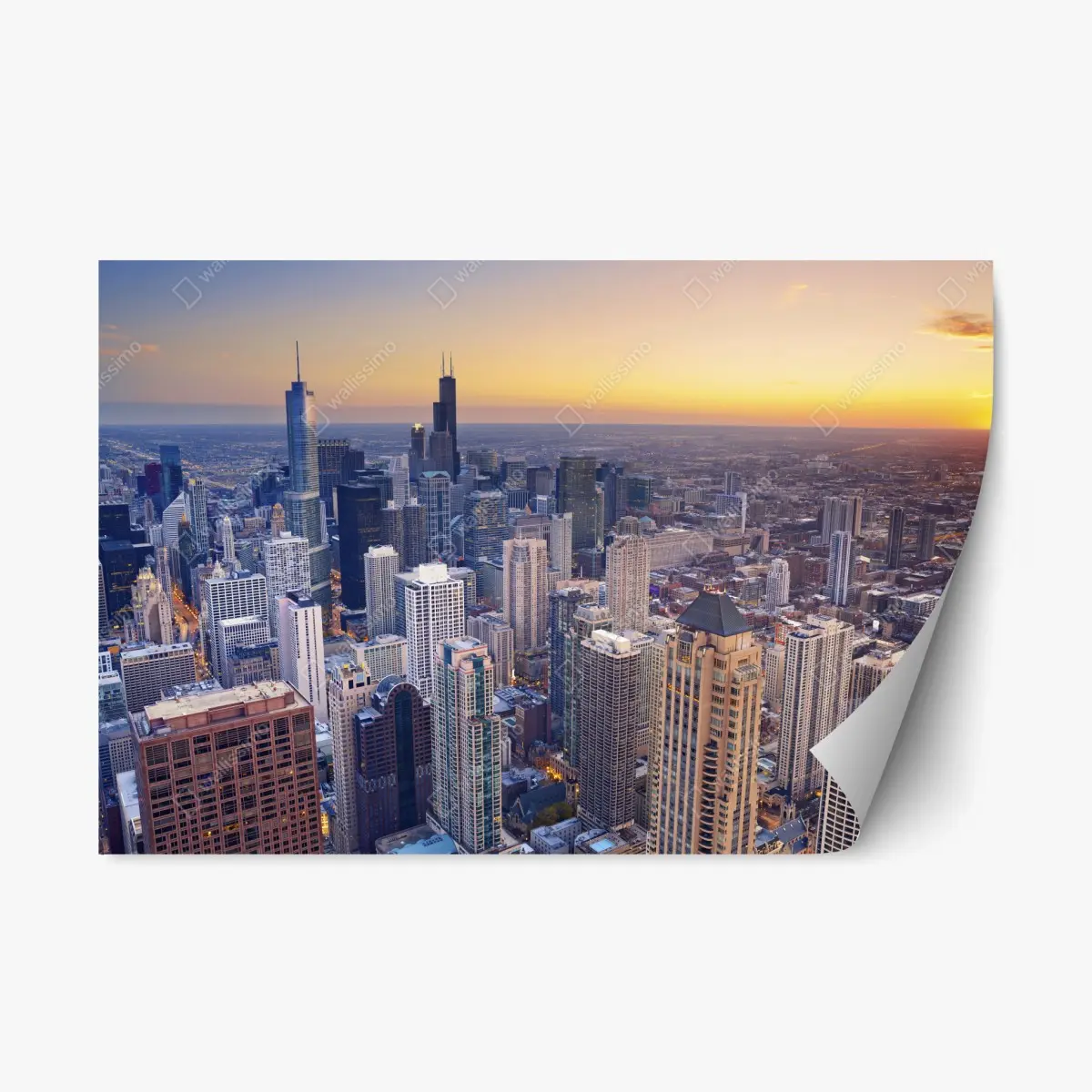 Repositionable sticker sunset city skyline panorama • Wallissimo® Repositionable sticker sunset city skyline panorama • Wallissimo®